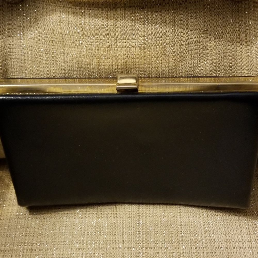 Navy clutch w gold chain
